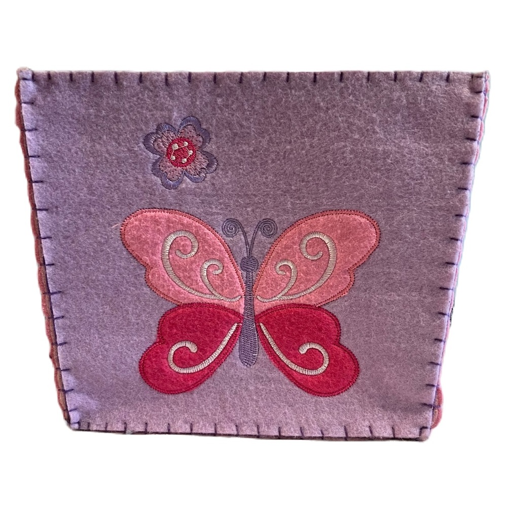 Adorable Stitched & Embroidered Butterfly Felt Storage Box